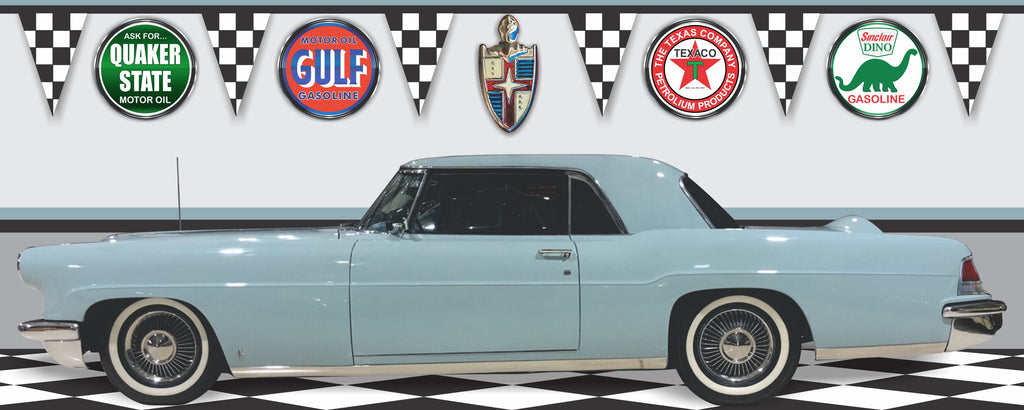 1956 Continental Mark II LIGHT BLUE CAR GARAGE SCENE SIDE VIEW BANNER SIGN CAR ART MURAL VARIOUS SIZES
