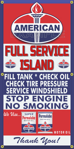 AMERICAN OIL PRODUCTS GAS STATION FULL SERVICE ISLAND VINTAGE OLD SIGN REMAKE BANNER SIGN ART MURAL VARIOUS SIZES