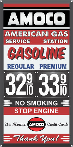 AMOCO GAS STATION GAS PRICE PER GALLON SERVICE STATION GASOLINE OLD SIGN REMAKE ALUMINUM CLAD SIGN VARIOUS SIZES