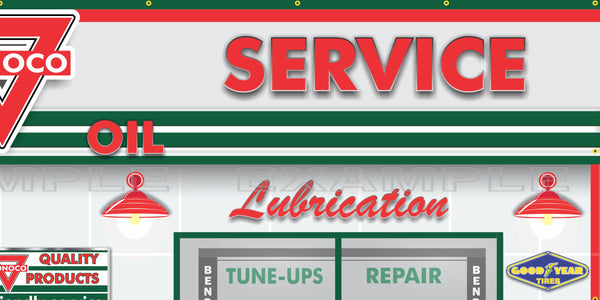 CONOCO OLD GAS PUMP GAS STATION DEALER SERVICE SCENE WALL MURAL SIGN BANNER GARAGE ART VARIOUS SIZES