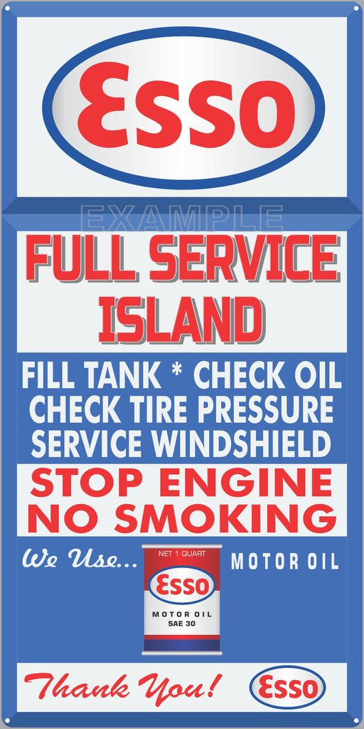 ESSO GAS FULL SERVICE ISLAND GAS STATION SERVICE GASOLINE OLD SIGN REMAKE ALUMINUM CLAD SIGN VARIOUS SIZES