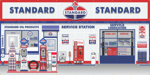 STANDARD OIL PRODUCTS OLD GAS PUMP GAS STATION SCENE WALL MURAL SIGN BANNER GARAGE ART VARIOUS SIZES