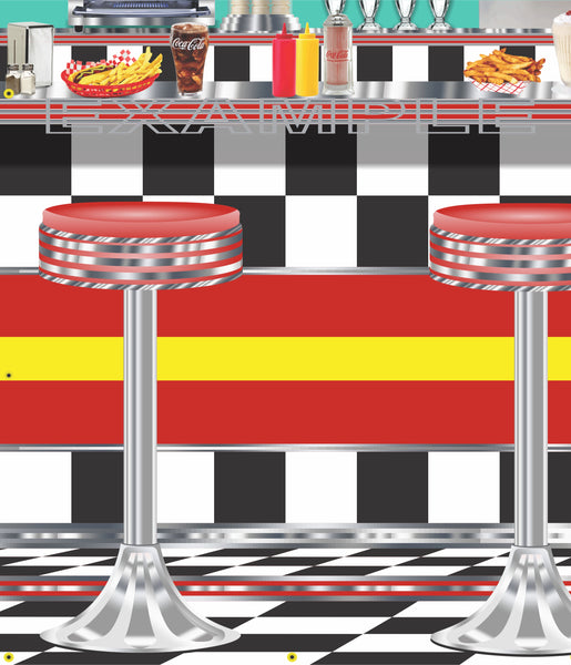 1950s DINER BURGER RESTAURANT SODA FOUNTAIN MURAL SIGN BANNER GARAGE ART VARIOUS SIZES