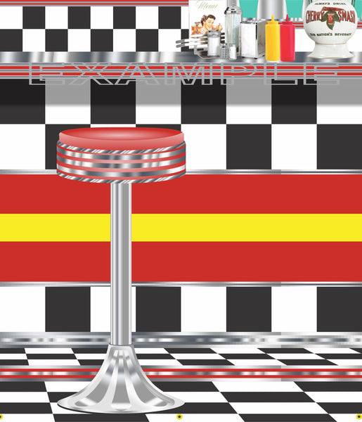 1950s DINER BURGER RESTAURANT SODA FOUNTAIN MURAL SIGN BANNER GARAGE ART VARIOUS SIZES
