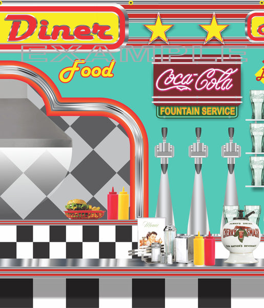 1950s DINER BURGER RESTAURANT SODA FOUNTAIN MURAL SIGN BANNER GARAGE ART VARIOUS SIZES