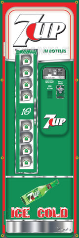 7-UP SODA POP OLD VINTAGE VENDO VENDING MACHINE STYLE BANNER 2' X 6' SIGN ART MURAL
