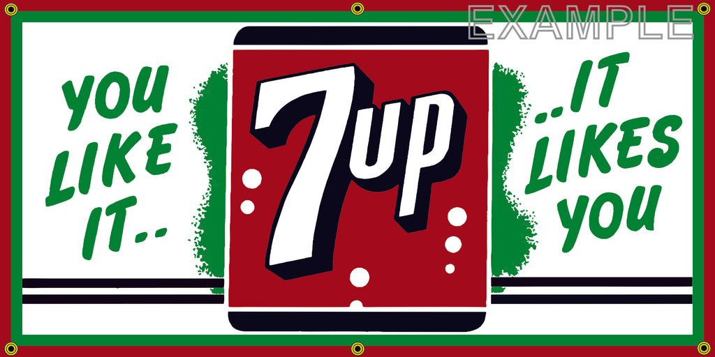 7UP SODA DRINK POP COLA SODA OLD SCHOOL SIGN REMAKE BANNER SIGN ART MURAL 2' X 4'/3' X 6'