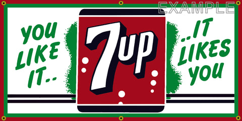 7UP SODA DRINK POP COLA SODA OLD SCHOOL SIGN REMAKE BANNER SIGN ART MURAL 2' X 4'/3' X 6'