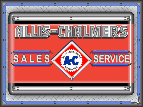 ALLIS CHALMERS SALES SERVICE DEALER LOGO Neon Effect Sign Printed Banner 4' x 3'