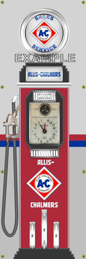 ALLIS CHALMERS FARM TRACTOR DIESEL GASOLINE OLD CLOCK FACE GAS PUMP Sign Printed Banner VERTICAL 2' x 6'