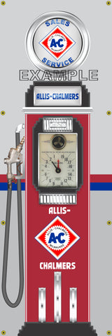 ALLIS CHALMERS FARM TRACTOR DIESEL GASOLINE OLD CLOCK FACE GAS PUMP Sign Printed Banner VERTICAL 2' x 6'