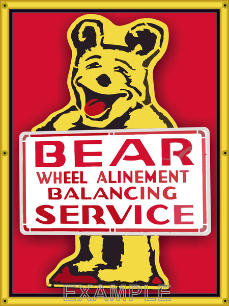 BEAR SERVICE ALINEMENT AUTOMOTIVE REPAIR SHOP VINTAGE OLD SIGN REMAKE PRINTED 3' X 4' OPTIONS