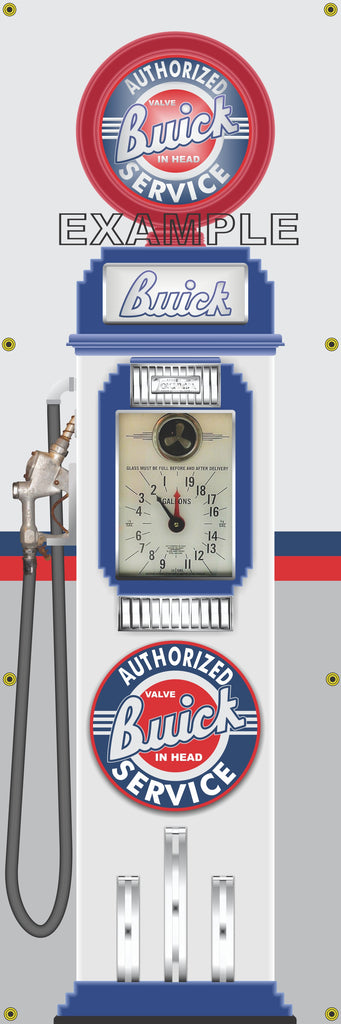 BUICK GASOLINE OLD CLOCK FACE GAS PUMP Sign Printed Banner VERTICAL 2' x 6'