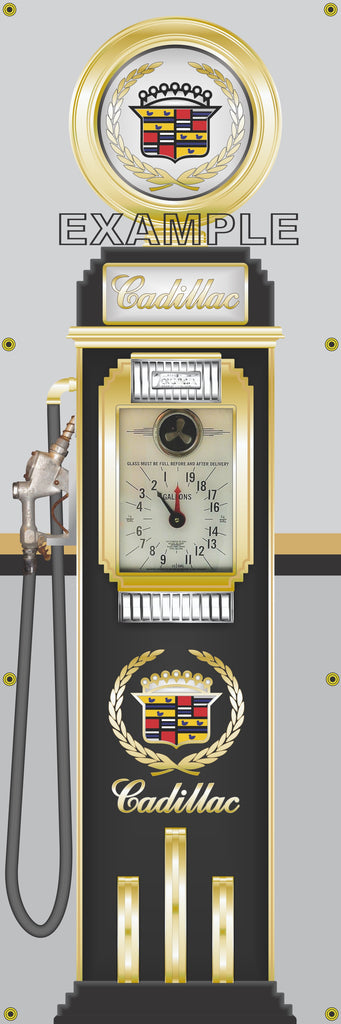 CADILLAC GASOLINE OLD CLOCK FACE GAS PUMP Sign Printed Banner TWO STYLES 2' x 6'