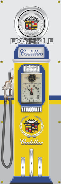 CADILLAC GASOLINE OLD CLOCK FACE GAS PUMP Sign Printed Banner TWO STYLES 2' x 6'