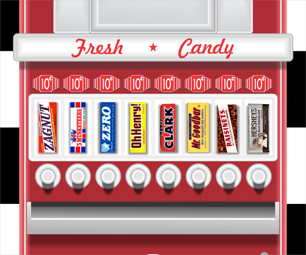 CANDY MACHINE RED STONER REPLICA VENDING SNACK OLD VINTAGE VENDING MACHINE STYLE BANNER 2' X 5' SIGN ART MURAL