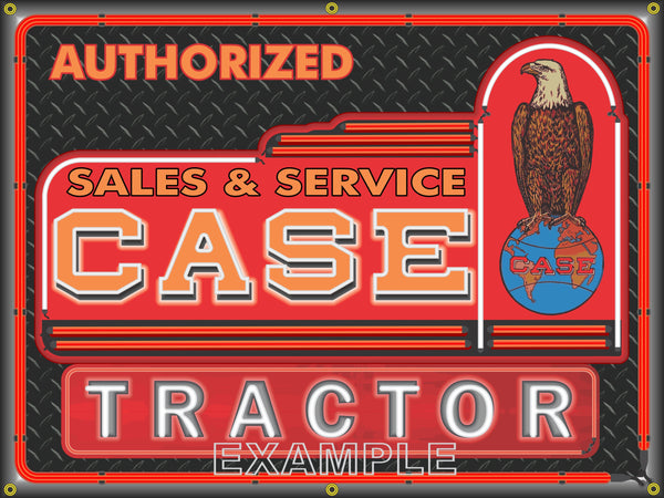 CASE TRACTOR DEALER LOGO Neon Effect Sign Printed Banner 4' x 3'