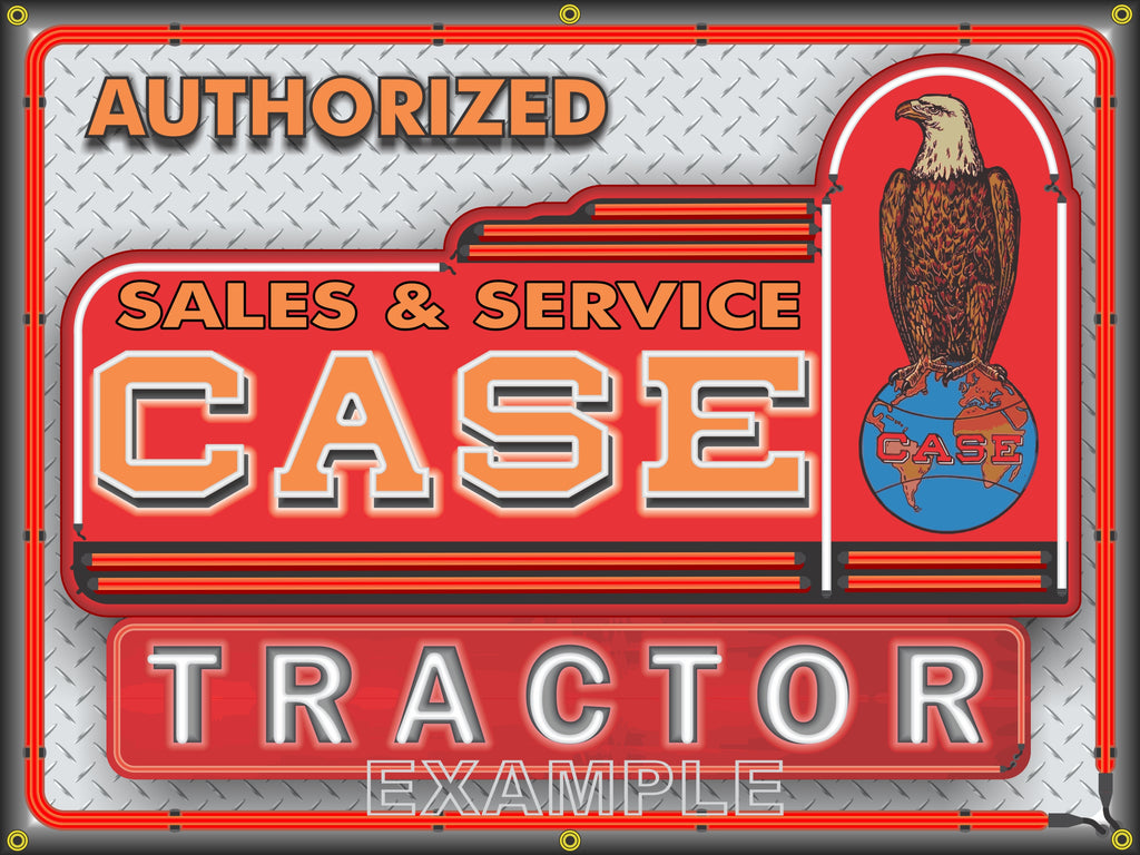 CASE TRACTOR DEALER LOGO Neon Effect Sign Printed Banner 4' x 3'