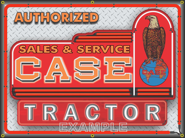 CASE TRACTOR DEALER LOGO Neon Effect Sign Printed Banner 4' x 3'