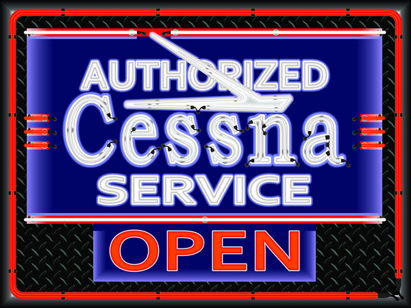 CESSNA AIRCRAFT AIRPLANE AVIATION DEALER MARQUEE Neon Effect Sign Printed Banner 4' x 3'