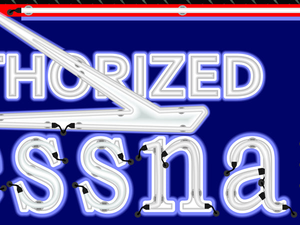 CESSNA AIRCRAFT AIRPLANE AVIATION DEALER MARQUEE Neon Effect Sign Printed Banner 4' x 3'