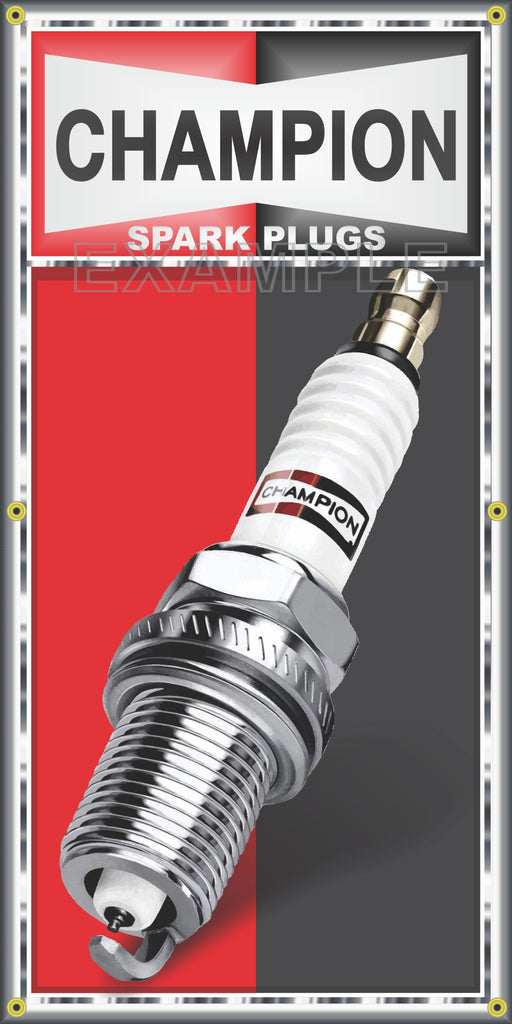 CHAMPION SPARK PLUGS GAS SERVICE STATION VINTAGE OLD SCHOOL SIGN REMAKE BANNER SIGN ART MURAL 2' X 4'/3' X 6'