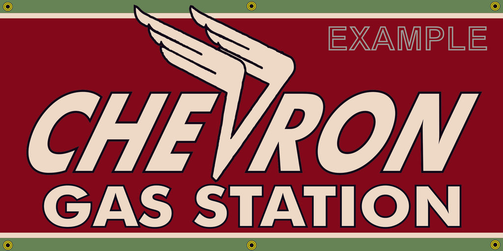 CHEVRON GAS STATION VINTAGE OLD SCHOOL SIGN REMAKE BANNER SIGN ART MURAL 2' X 4'/3' X 6'