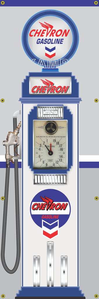 CHEVRON GASOLINE CLOCK FACE GAS PUMPS GAS STATION DISPLAY PRINTED BANNER 2' x 6' SINGLES OR SET