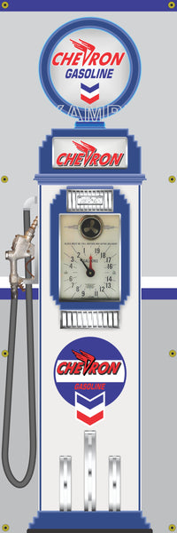CHEVRON GASOLINE CLOCK FACE GAS PUMPS GAS STATION DISPLAY PRINTED BANNER 2' x 6' SINGLES OR SET