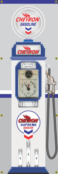 CHEVRON GASOLINE CLOCK FACE GAS PUMPS GAS STATION DISPLAY PRINTED BANNER 2' x 6' SINGLES OR SET