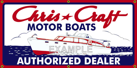 CHRIS CRAFT MOTOR BOATS VINTAGE OLD SCHOOL SIGN REMAKE BANNER SIGN ART MURAL 2' X 4'/3' X 6'