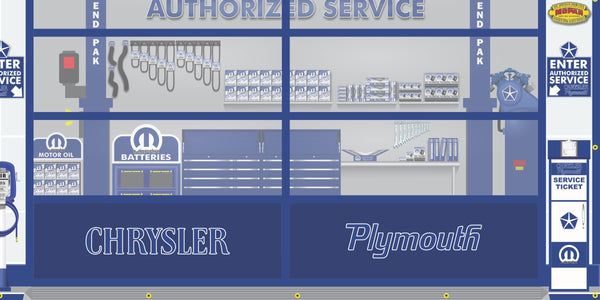CHRYSLER PLYMOUTH MOPAR SALES PARTS SERVICE DEALERSHIP RETRO SCENE WALL MURAL SIGN BANNER GARAGE ART VARIOUS SIZES