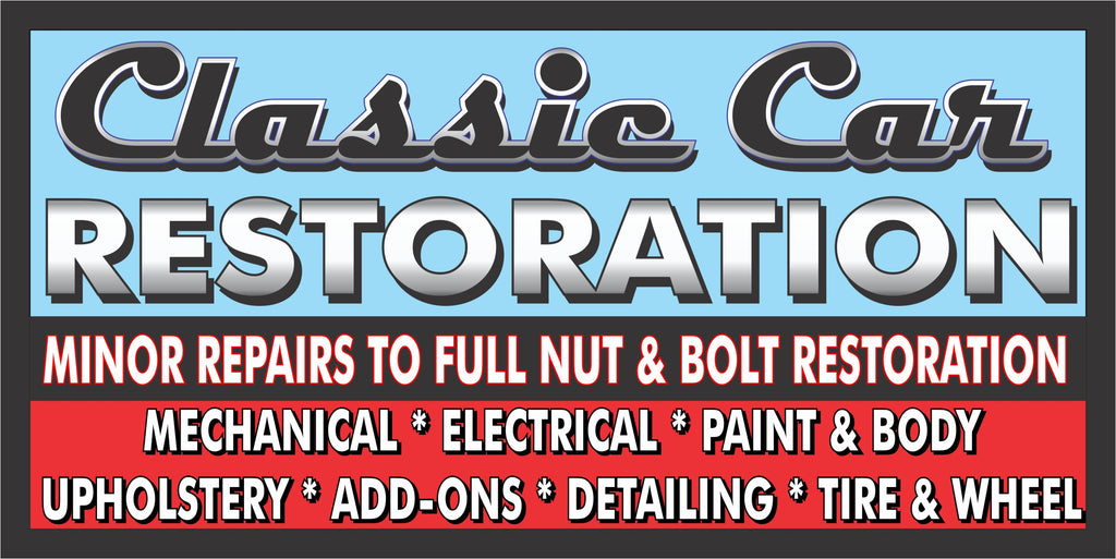 CLASSIC CAR RESTORATION REPAIR GENERIC AUTOMOBILES DEALER OLD SIGN REMAKE ALUMINUM CLAD SIGN VARIOUS SIZES