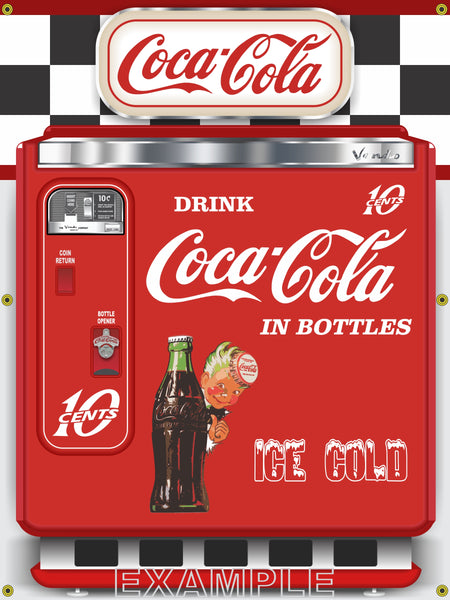 VINTAGE COKE COCA-COLA VENDING MACHINES MURAL Printed Banner VARIATIONS