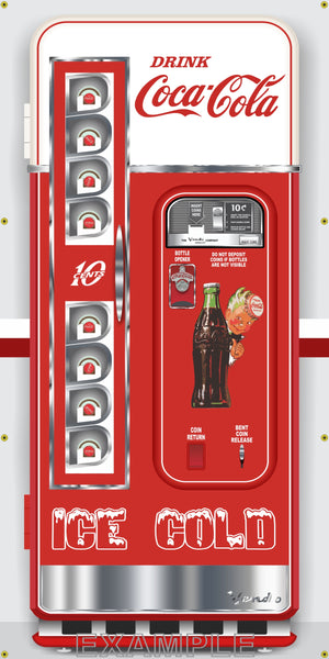 VINTAGE COKE COCA-COLA VENDING MACHINES MURAL Printed Banner VARIATIONS