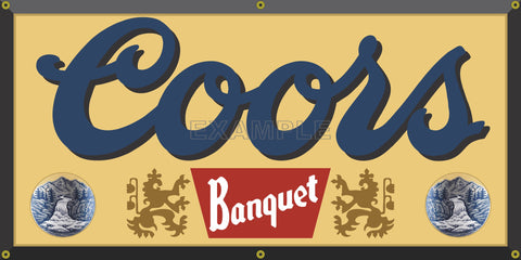 COORS BANQUET BEER OLD SCHOOL PUB BAR SIGN REMAKE BANNER SIGN ART MURAL 2' X 4'/3' X 6'