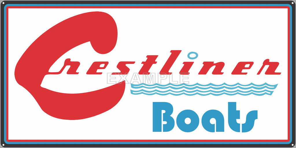 CRESTLINER BOATS AUTHORIZED DEALER MARINE WATERCRAFT OLD SIGN REMAKE ALUMINUM CLAD SIGN VARIOUS SIZES