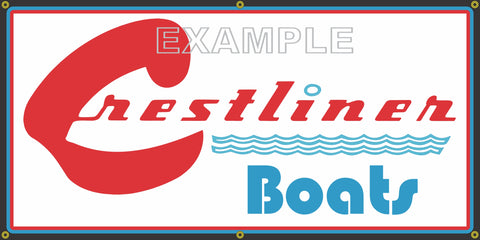 CRESTLINER BOATS VINTAGE OLD SCHOOL SIGN REMAKE BANNER SIGN ART MURAL 2' X 4'/3' X 6'