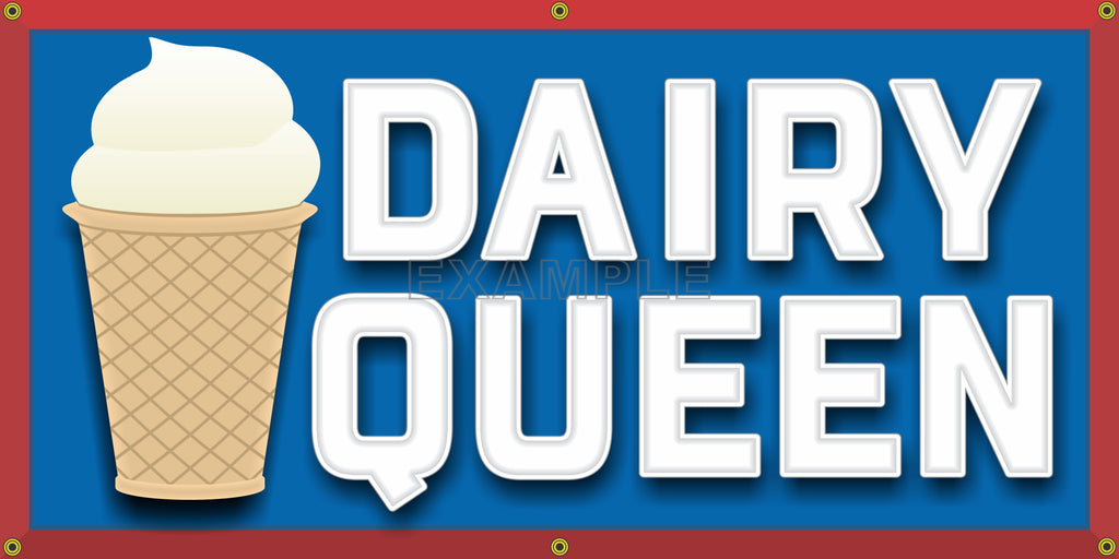 DAIRY QUEEN HAMBURGER RESTAURANT DRIVE IN VINTAGE STYLE OLD SCHOOL SIGN REMAKE BANNER SIGN ART MURAL 2' X 4'/3' X 6'