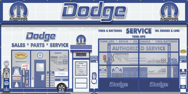 DODGE MOPAR SALES PARTS SERVICE DEALERSHIP RETRO SCENE WALL MURAL SIGN BANNER GARAGE ART VARIOUS SIZES