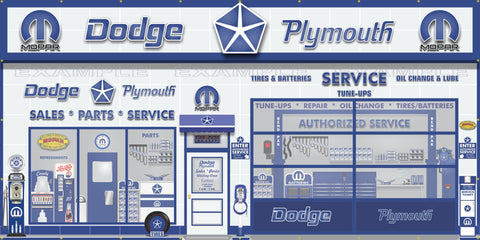 DODGE PLYMOUTH MOPAR SALES PARTS SERVICE DEALERSHIP RETRO SCENE WALL MURAL SIGN BANNER GARAGE ART VARIOUS SIZES