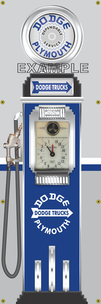 DODGE PLYMOUTH TRUCKS GASOLINE OLD CLOCK FACE GAS PUMP Sign Printed Banner VERTICAL 2' x 6'