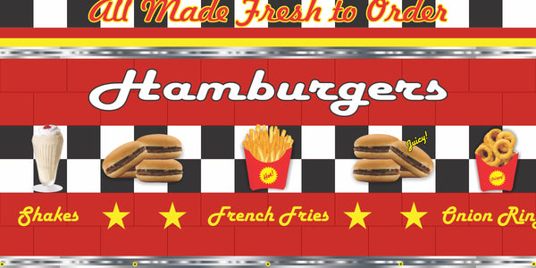 1950-60s DINER BURGER RESTAURANT DRIVE IN CAR HOP MURAL BANNER ART VARIOUS SIZES