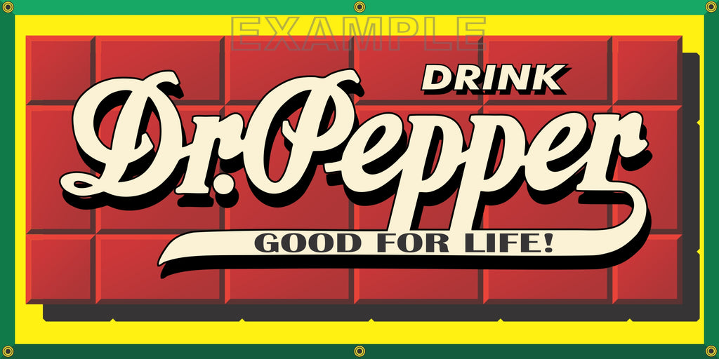 DR PEPPER SODA POP VINTAGE OLD SCHOOL SIGN REMAKE BANNER SIGN ART MURAL 2' X 4'/3' X 6'
