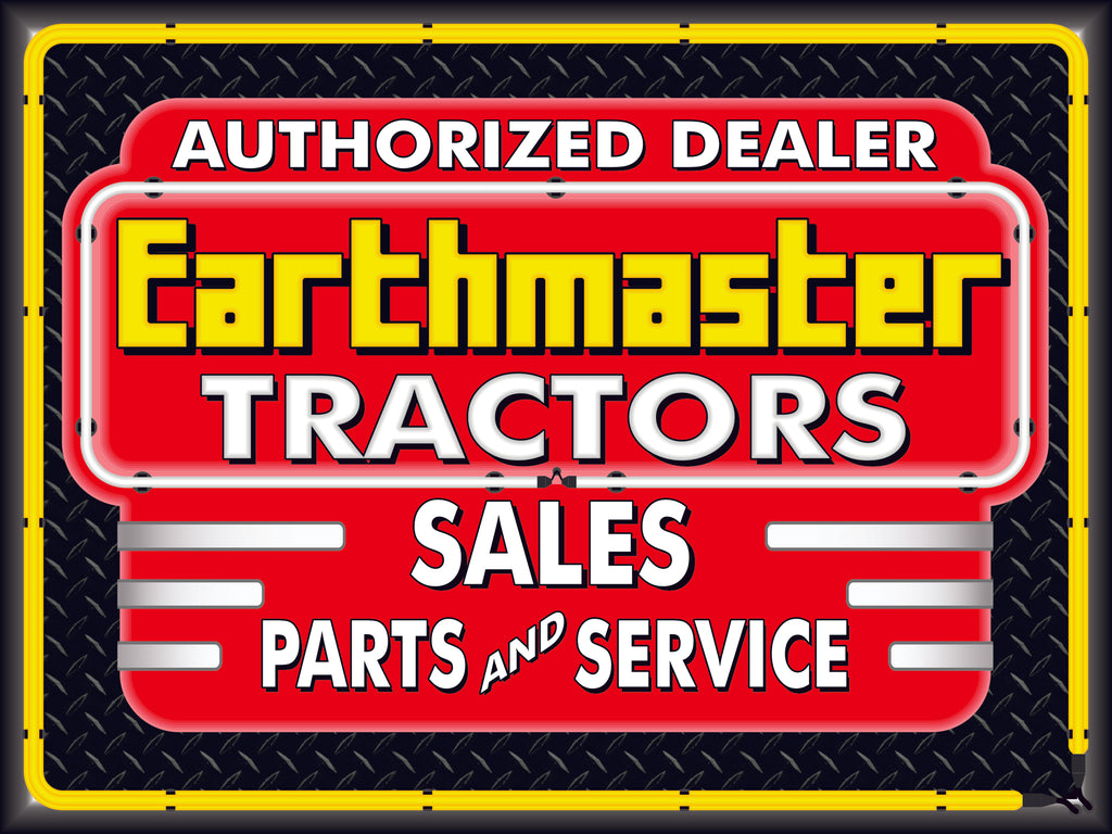 EARTHMASTER TRACTORS DEALER STYLE SIGN SALES SERVICE PARTS TRACTOR REPAIR SHOP REMAKE BANNER 3' X 4'