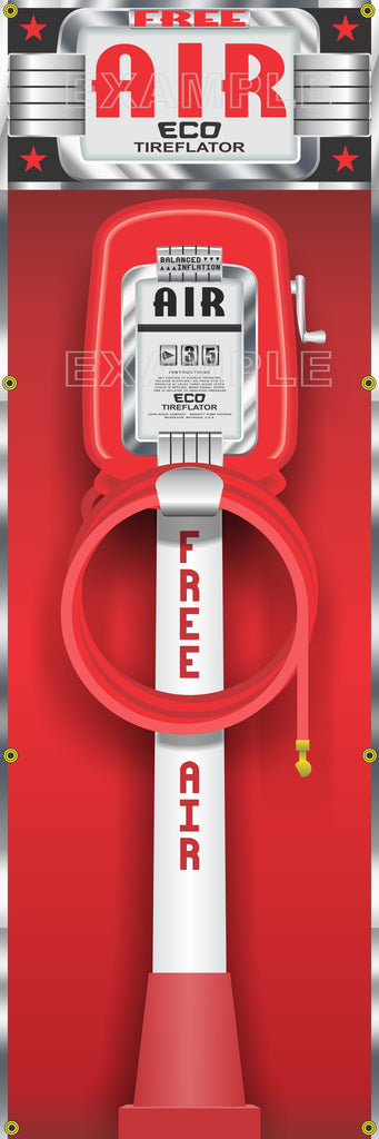 ECO TIREFLATOR AIR STATION METER TIRE INFLATOR GAS STATION PRINTED BANNER ART MURAL 20" x 60"