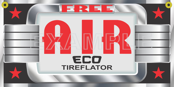 ECO TIREFLATOR AIR STATION METER TIRE INFLATOR GAS STATION PRINTED BANNER ART MURAL 20" x 60"