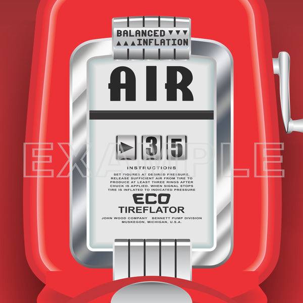 ECO TIREFLATOR AIR STATION METER TIRE INFLATOR GAS STATION PRINTED BANNER ART MURAL 20" x 60"
