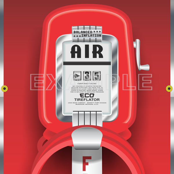 ECO TIREFLATOR AIR STATION METER TIRE INFLATOR GAS STATION PRINTED BANNER ART MURAL 20" x 60"