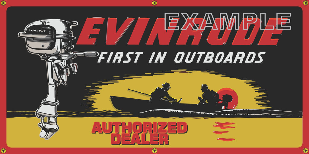 EVINRUDE OUTBOARDS VINTAGE OLD SCHOOL SIGN REMAKE BANNER SIGN ART MURAL 2' X 4'/3' X 6'